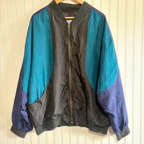 Other Jackets & Blazers - Vintage Stock Options Colorblock Bomber Jacket Teal Purple Black